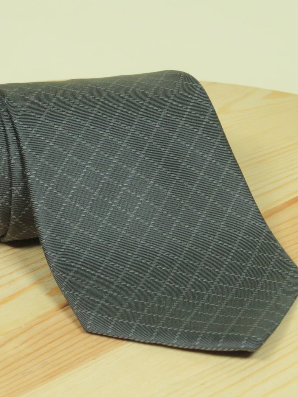 Brooks Brothers Diamond Woven Tie Mens Gray Silk Grosgrain